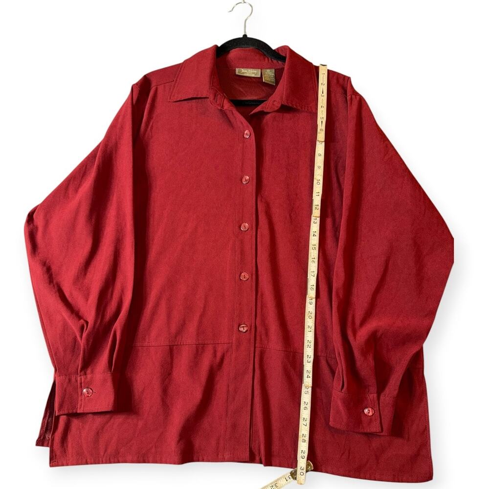 Jane Ashley Long-Sleeve Shacket, Deep Red, Women's 1X